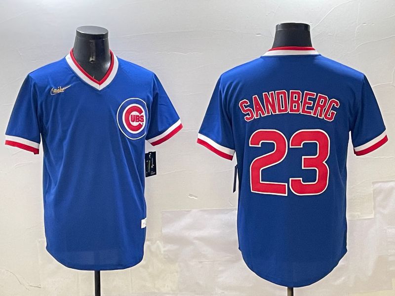 Men Chicago Cubs #23 Sandberg Blue Throwback Game 2025 Nike MLB Jersey style 316